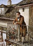franz von schober an idealized porrait of the composer on his balcony oil painting reproduction